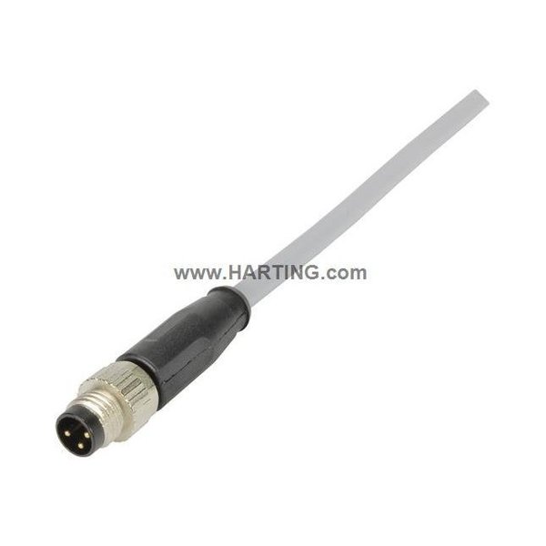 Harting Cordset, 1 m Cable, PVC, Gray 21348000380010