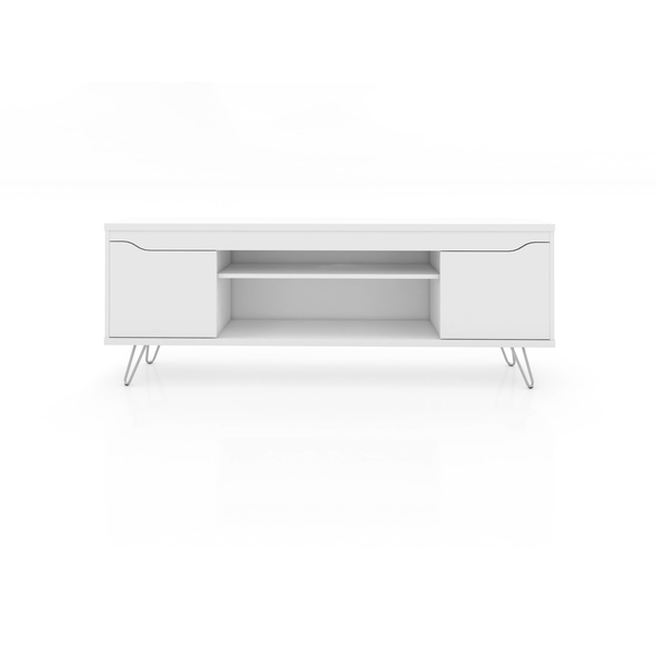 Manhattan Comfort Baxter 62.99" TV Stand with 4 Shelves in White 217BMC6