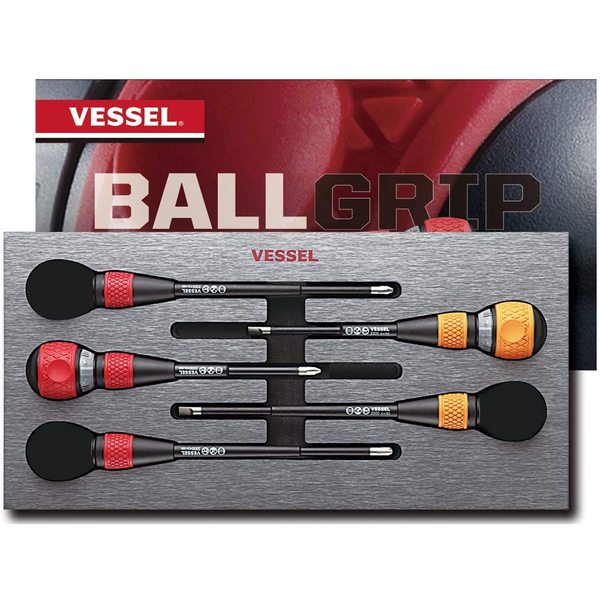 Vessel BALL GRIP Ratchet Screwdriver 5PC. Set 22002N3EVA