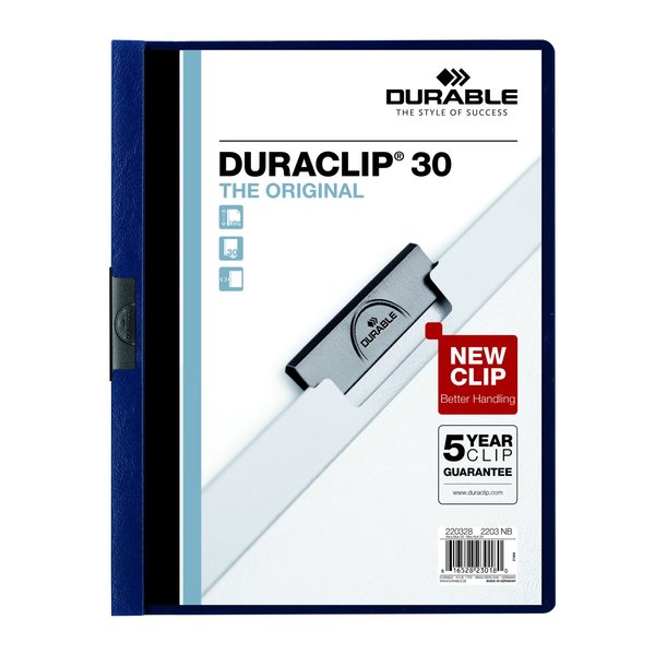 Duraclip Report Cover, 30 Sh, Ltr, Nv Blue, PK25 220328
