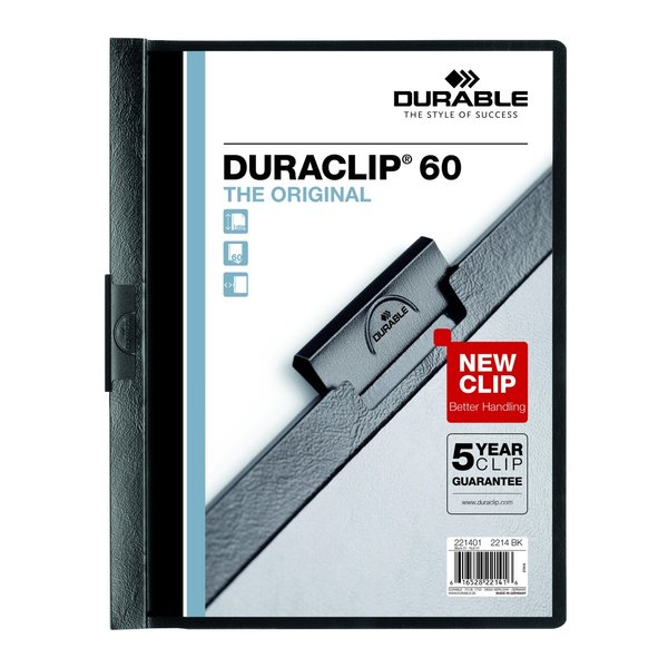 Duraclip Report Cover, 60 Sh, Ltr, Black, PK25 221401