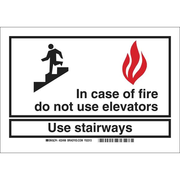 Brady Fire Stairways Sign, 7" Height, 10" Width, Aluminum, Rectangle, English 41062