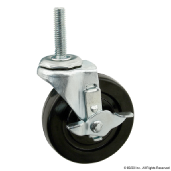 80/20 Swivel Caster, 3/8-16 Stem, Brake, 3" 2300