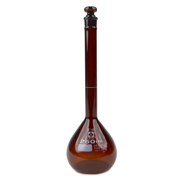 Vee Gee Volumetric Flask, Amber, Class A, G, PK4 2307A-250