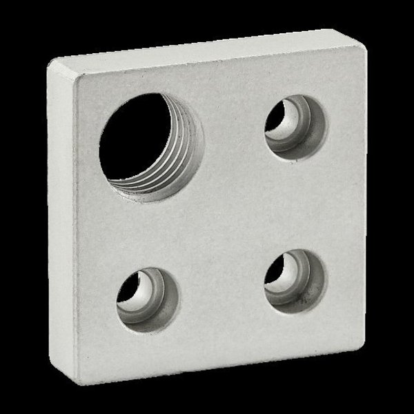 80/20 Base Plate, 2x 2", 3/4-10 Tap In Cor 2364