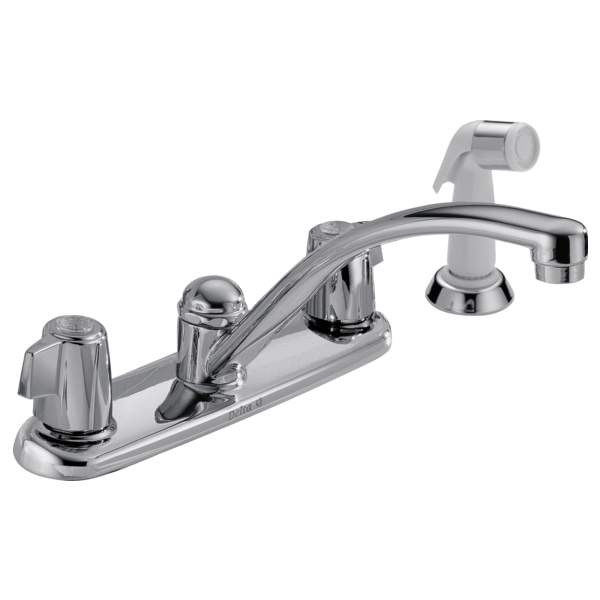 Delta Manual, 8" Mount, Commercial 4 Hole Kitchen Faucet with Side Spray 2400LF