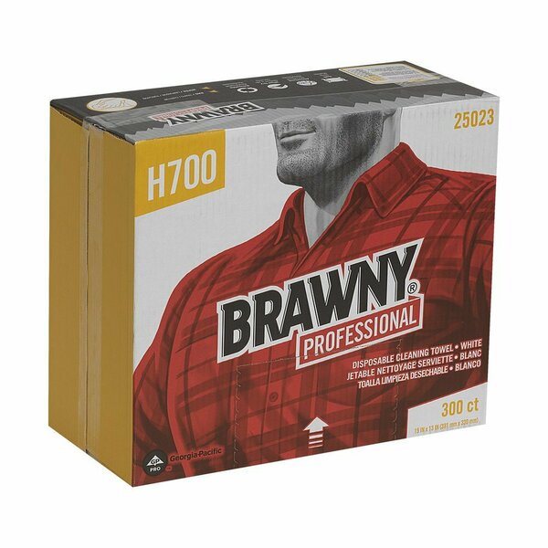 Georgia-Pacific Dry Wipe, Brawny Pro H700, Flat Box, Heavy Absorbency, 13 in x 15 in, 300 Sheets, White 25023