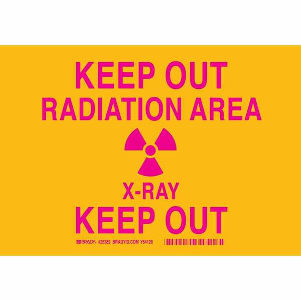 Brady Radiation Sign, 7 in H, 10 in W, Plastic, Rectangle, 25289 25289