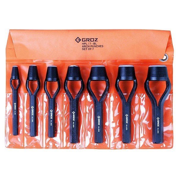 Groz Punch Bell Type Set, Hollow, Leathr, 7 pcs. 26441