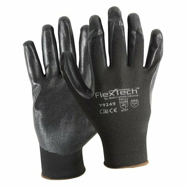 Wells Lamont Foam Nitrile Coated Gloves, Palm Coverage, Black, S, PR Y9249S