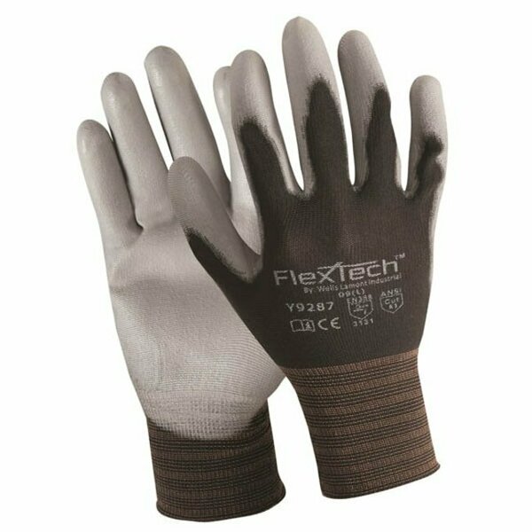 Wells Lamont Polyurethane Coated Gloves, Palm Coverage, Black/Gray, 2XL, PR Y9287XXL