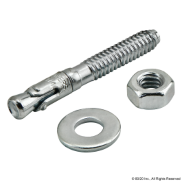 80/20 Wedge Anchor, 1-3/4" L, Steel Zinc Plated 2904