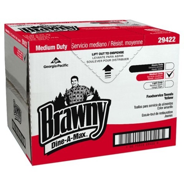 Brawny All Purpose Food Preparation and Bar Towel, HEF 1/4 Fold, Yellow 29422