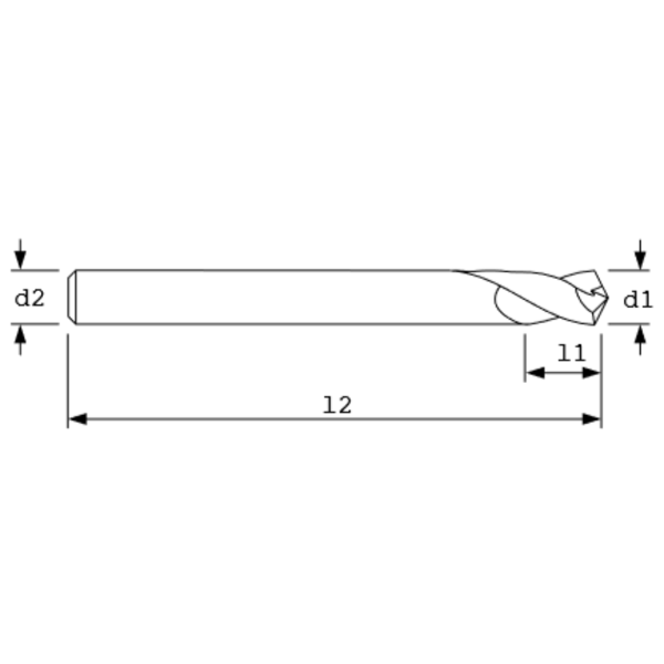 Ac Drills Spot Drill, 2FL, Unctd, 90 deg., 1/8" dia. NC01250-90