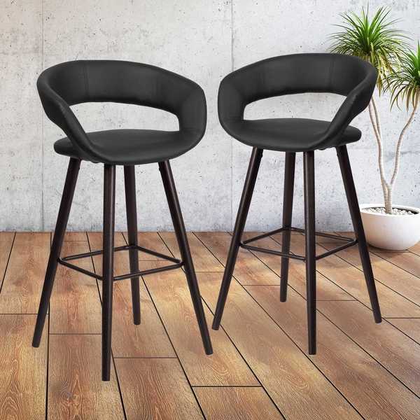 Flash Furniture Black Vinyl Barstool, 29"H 2-CH-152560-BK-VY-GG