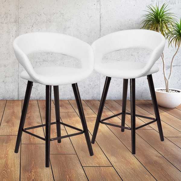 Flash Furniture White Vinyl Counter Stool, 24"H 2-CH-152561-WH-VY-GG