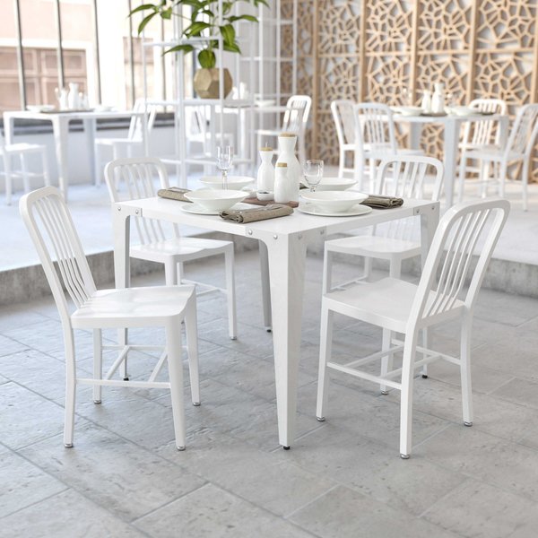 Flash Furniture Gael Commercial Grade 2 Pack White Metal Indoor-Outdoor Chair 2-CH-61200-18-WH-GG