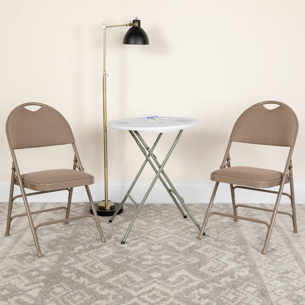 Flash Furniture Beige Fabric Folding Chair 2-HA-MC705AF-3-BGE-GG