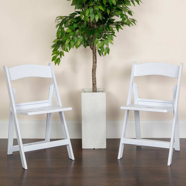 Flash Furniture White Resin Folding Chair 2-LE-L-1-WH-SLAT-GG