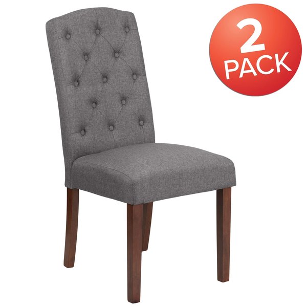 Flash Furniture HERCULES Grove Park Series Gray Fabric Tufted Parsons Chair 2-QY-A18-9325-GY-GG