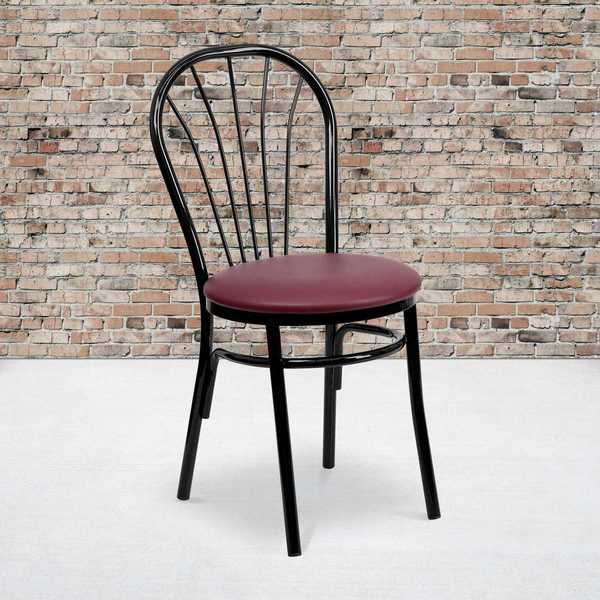 Flash Furniture HERCULES Series Fan Back Metal Chair - Burgundy Vinyl Seat 2-XU-698B-BGV-GG