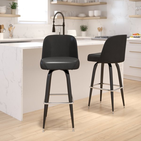 Flash Furniture Metal Barstool with Swivel Bucket Seat 2-XU-F-125-GG