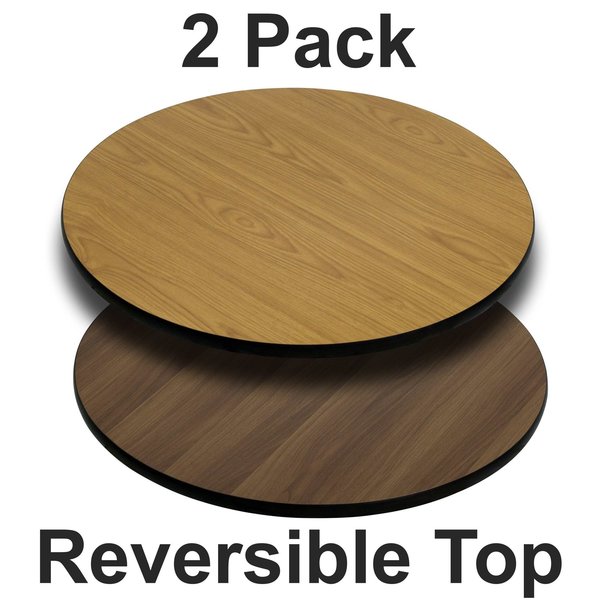 Flash Furniture Round Reversible Top, Natural/Walnut, 36" 2-XU-RD-36-WNT-GG