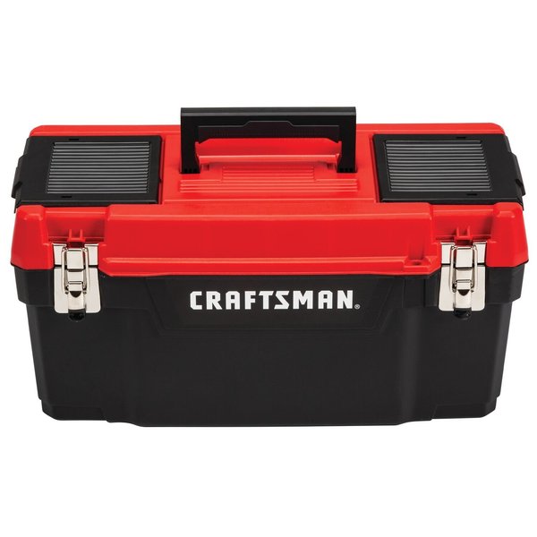 Craftsman Tool Box, Plastic, Black/Red, 20 in W x 10 in D x 10 in H CMST20901