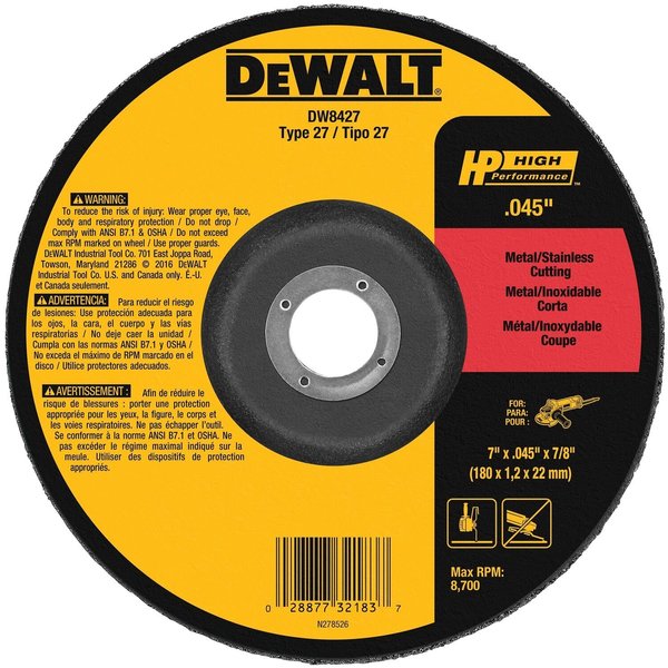 Dewalt High-Performance Cutting Wheels DW8427