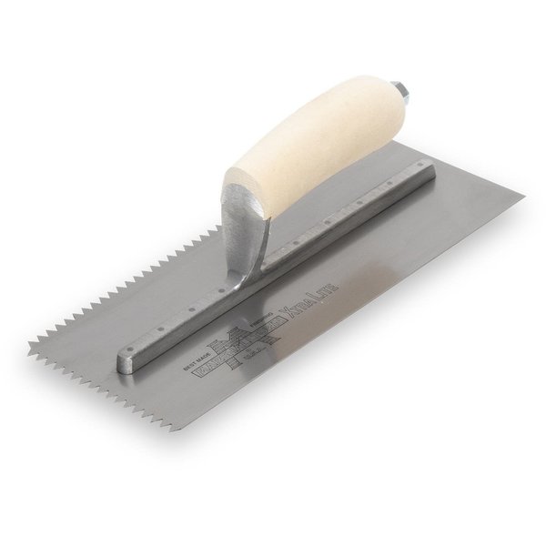 Marshalltown Premier Notched Trowel, Wood Handle, 1/4" x 1/4" 779S