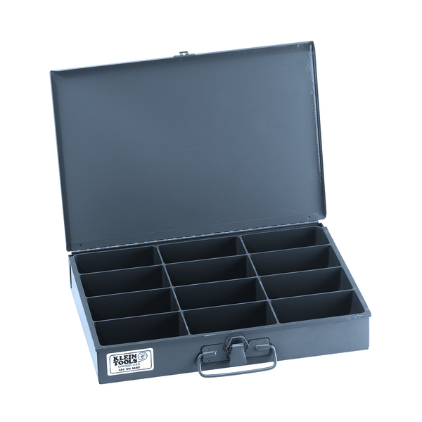 Klein Tools Mid-Size 12-Compartment Storage Box with 12 compartments, Steel, 2" H x 13.313" W 54437