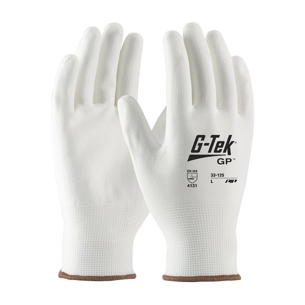 Pip Polyurethane Coated Gloves, Palm Coverage, White, XL, 12PK 33-125/XL