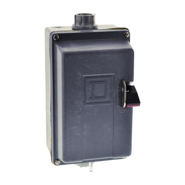 Square D Manual starter, integral horsepower, NEMA M1, 600VAC, 2 pole, 3HP at 230VAC, 1 phase, no indicator, NEMA 4/4X 2510MCW1