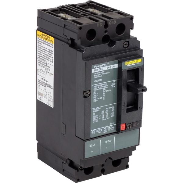 Square D Molded Case Circuit Breaker, HDL Series 35A, 2 Pole, 600V AC HDL26035