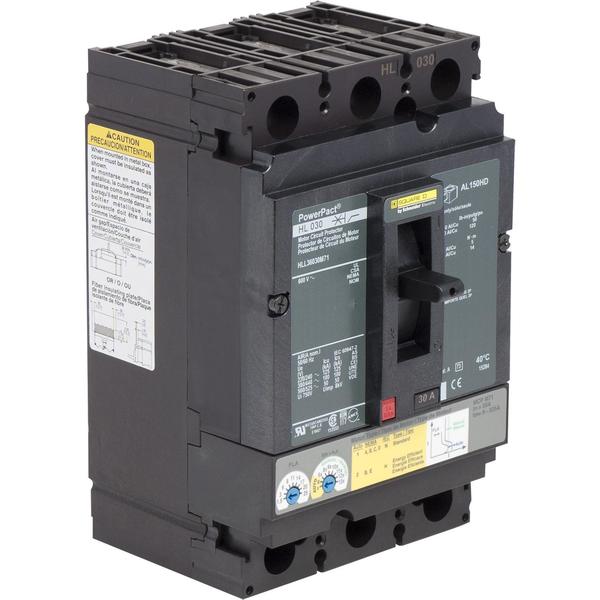 Square D Molded Case Circuit Breaker, HLL Series 30A, 3 Pole, 600V AC HLL36030M71
