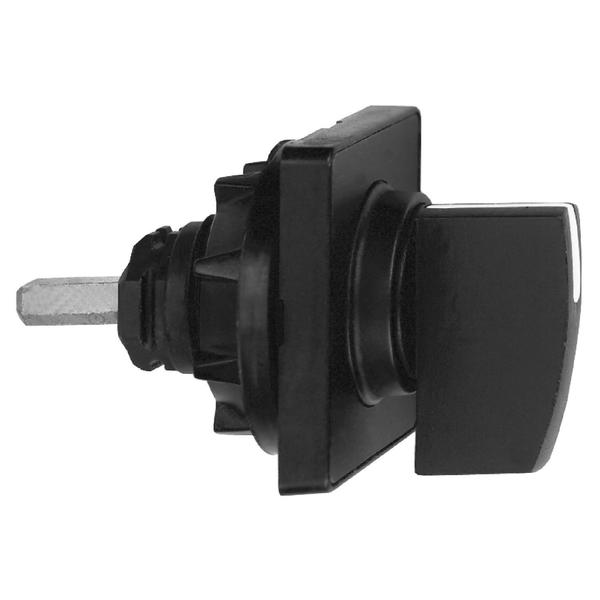 Schneider Electric Cam switch operating head, Harmony K1, K2, 22mm, plastic, 45x45mm plate, mat black legend, black handle KAC1H