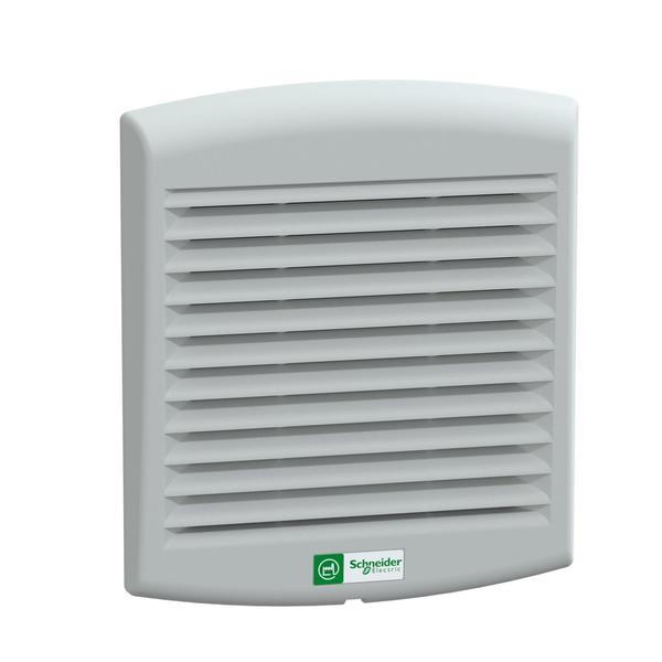 Schneider Electric ClimaSys forced vent. IP54, 80m3/h, 24V DC, with outlet grille and filter G2 NSYCVF85M24DPF
