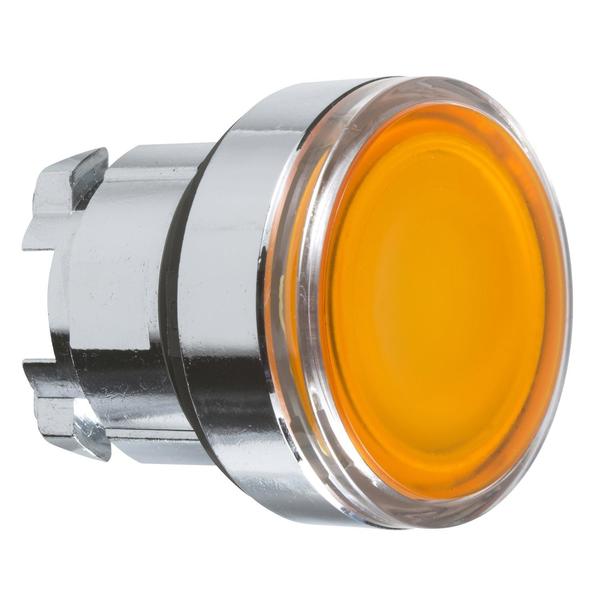 Schneider Electric Head for illuminated push button, Harmony XB4, metal, orange flush, 22mm, universal LED, for insertion legend ZB4BA58