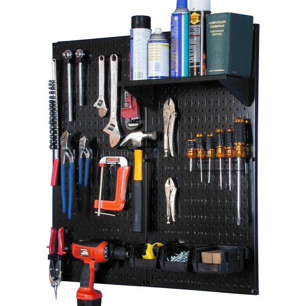 Wall Control Industrial Pegboard Utility Kit, Black Pegboard and Hooks 35-IWGL-200-BB