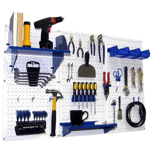 Wall Control Standard Industrial Pegboard Kit, White/Blue 35-IWRK-400-WBU