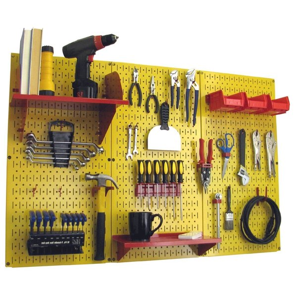 Wall Control Standard Industrial Pegboard Kit, Yellow/Red 35-IWRK-400-YR