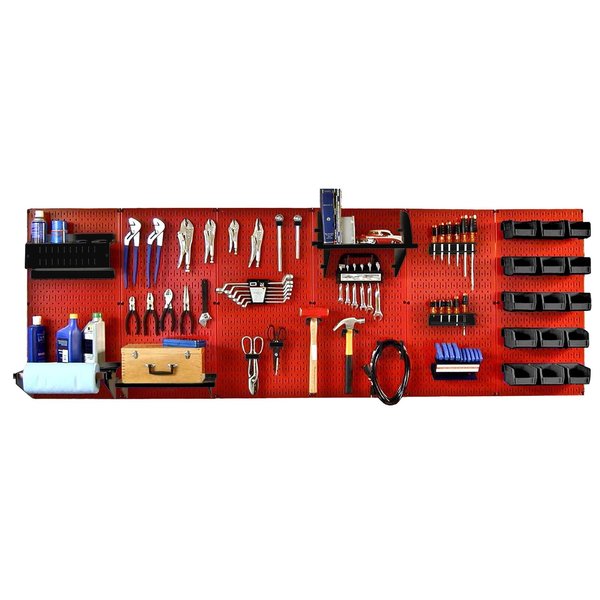 Wall Control Expanded Industrial Pegboard Kit, Red/Black 35-IWRK-800-RB