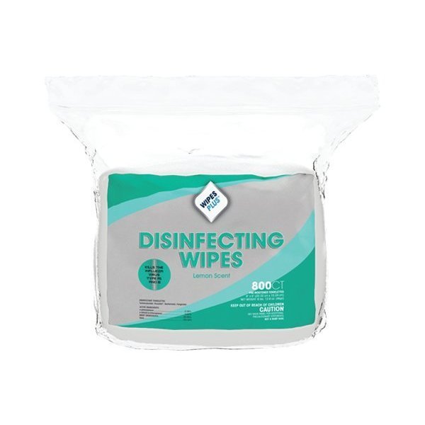 Wipesplus Disinfecting Surface Wipes, 800 Wip, PK4, 8 in x 6 in, Lemon, 4 PK 37301