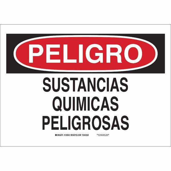 Brady Sign, Danger/Peligro, 7X10", Spanish, Width: 10" 37809
