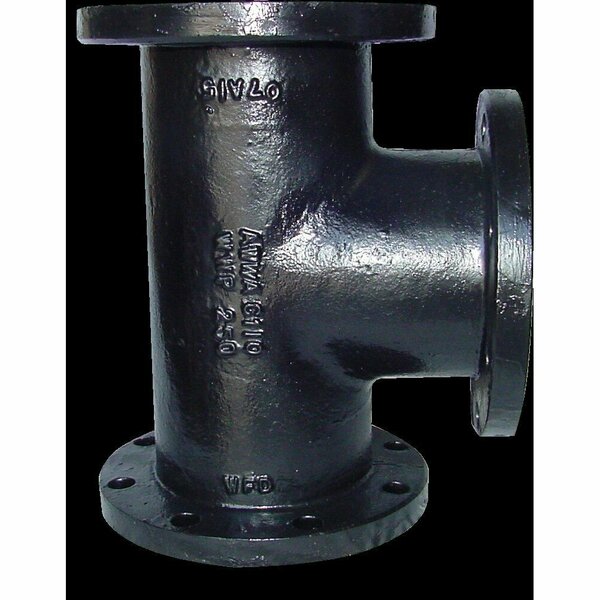 Smith-Cooper Flanged Tee, Ductile Iron, GALV 150lb, 4" 4319002318