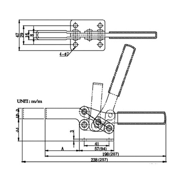 Hhip Horizontal U Bar Flanged Base Toggle Clamp With 500 lbs Capacity 3900-0368