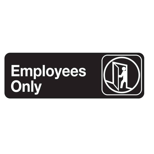 Tablecraft Compliant Plst Sign, Employees Only, 3"X9", 394506 394506