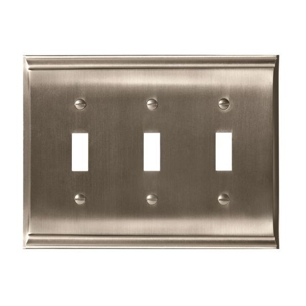 Amerock Candler 3 Toggle Wall Plates, Number of Gangs: 3 Zinc, Satin Nickel Finish BP36502G10