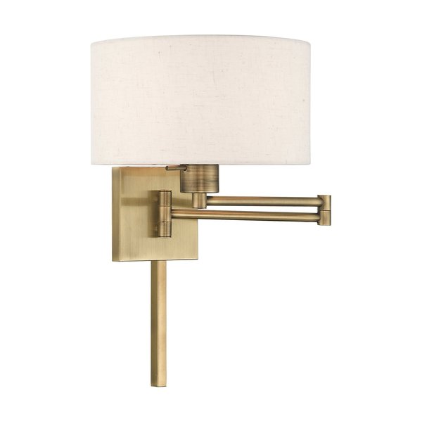 Livex Lighting Swing Arm Wall Lamps 1 Light Antique Brass Swing Arm Wall Lamp 40037-01