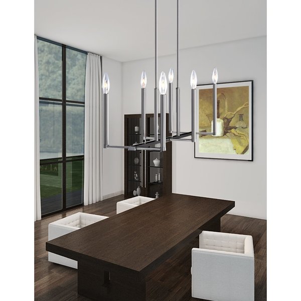 Livex Lighting Alpine 6 Light Brushed Nickel Linear Chandelier 40256-91